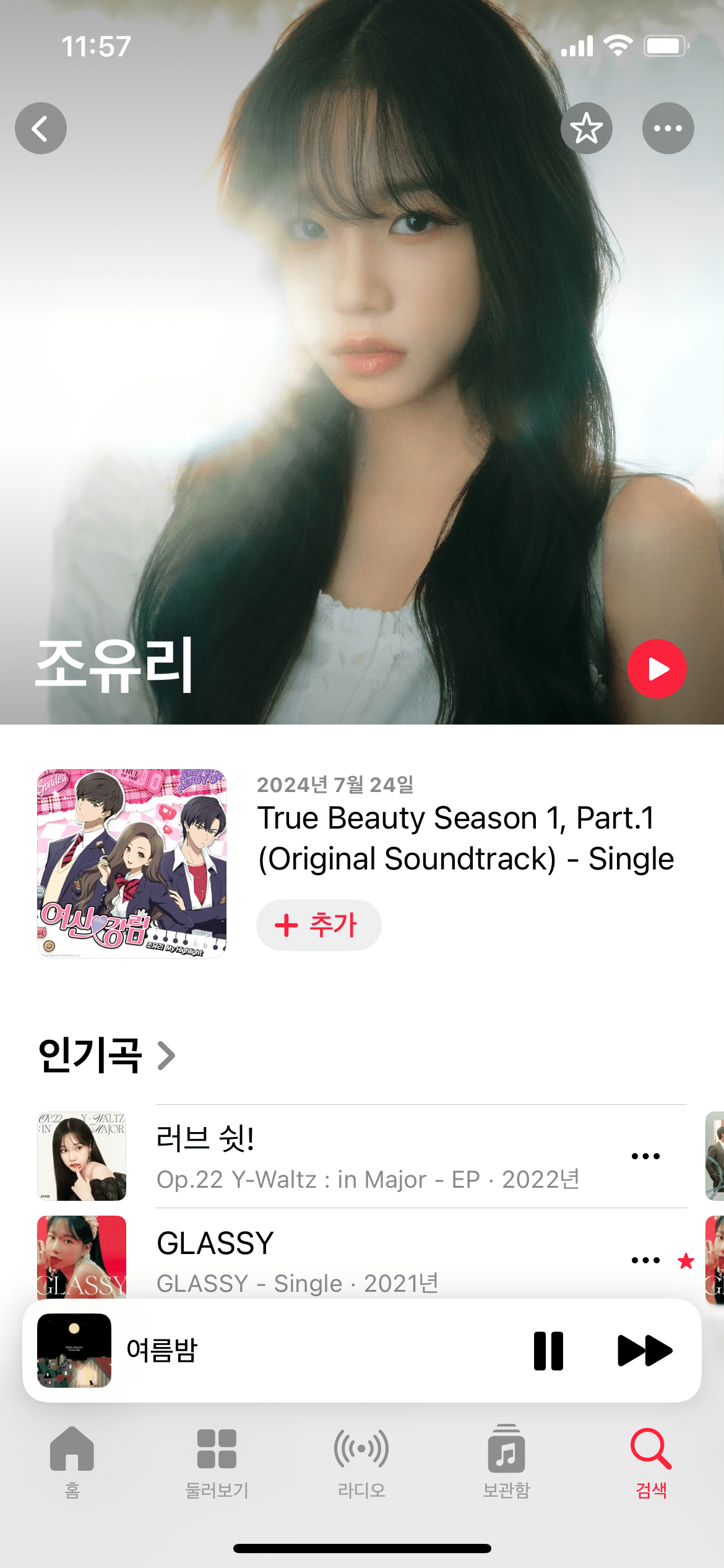 Apple Music 아티스트 홈